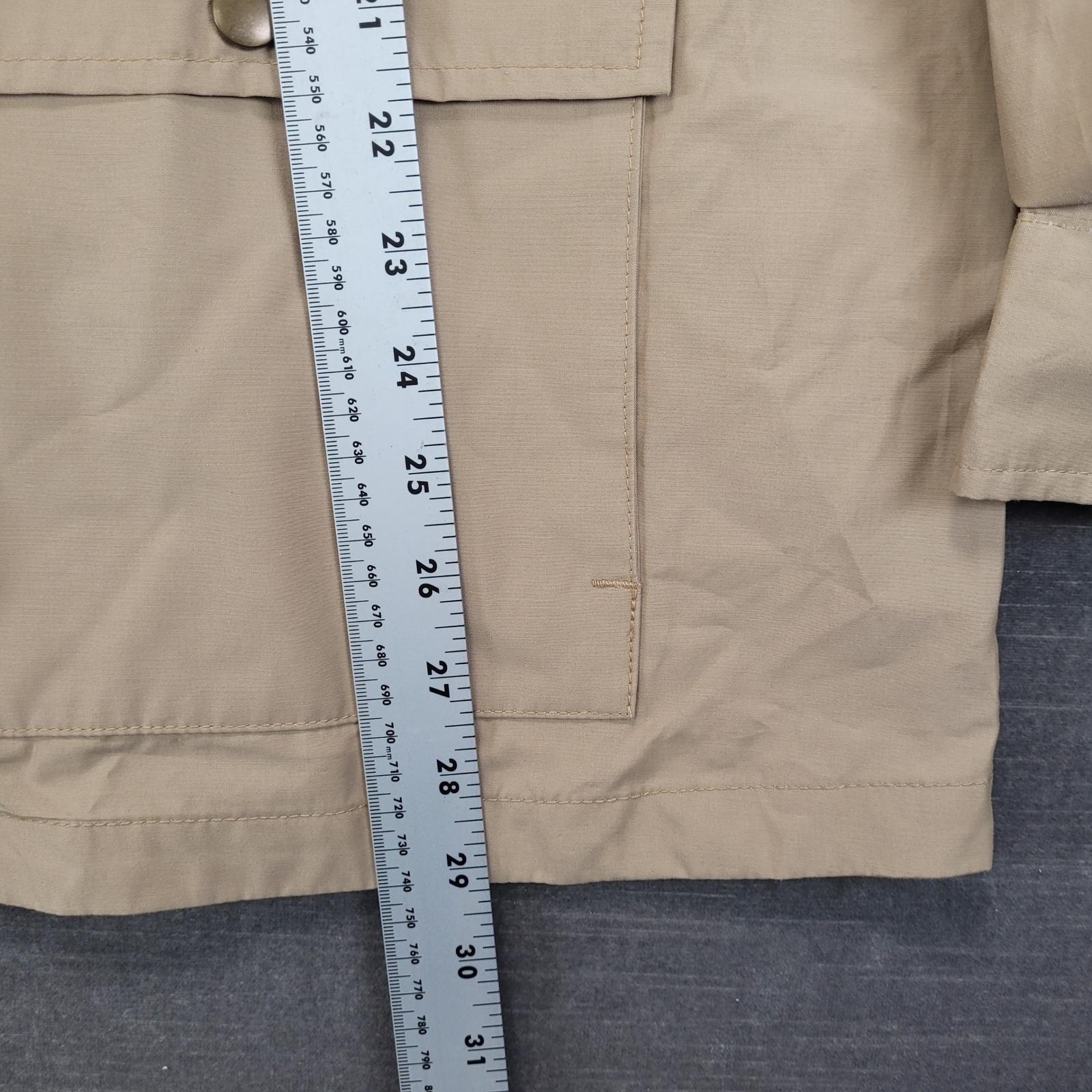 Lands End Womens Xl 18 Tan Hooded Field Jacket Floral Cuff Light Weight — image 6 of 7